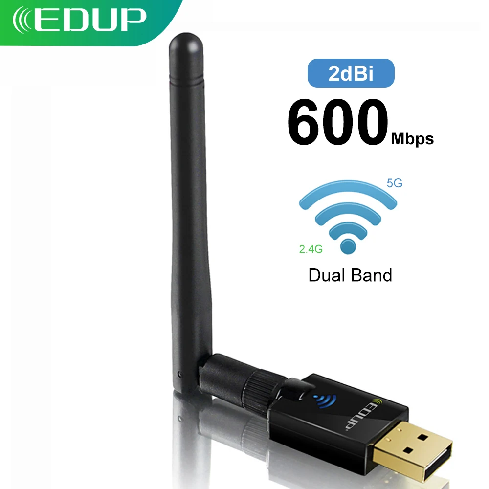 EDUP 600 Mbps Dual Band Wireless USB WiFi Network Adapter with Antenna 802.11AC 