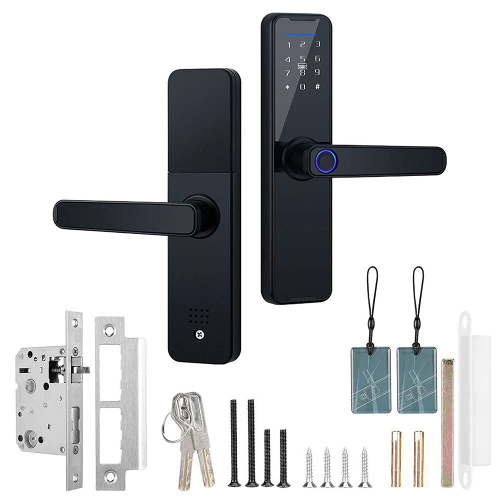 Smart Door Entry Lock Aluminum Alloy Multifunction Fingerprint Password Keypad Lock for Tuya APP tuya smart lock keypad deadbolt
