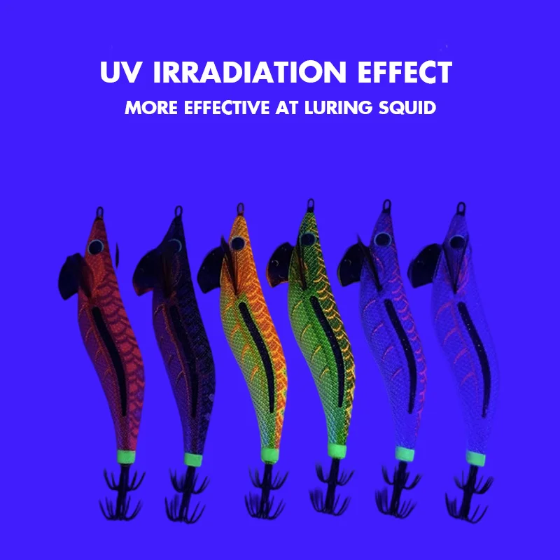 Leurre calmar YAMASHITA EGI-OH LIVE UV - leurre crevette en bois réfléchissant UV pour pêche en mer