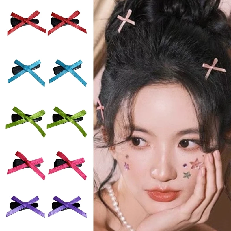 

2PCS Ribbon Bowknot Hairpin for Girls Sweet Charm Hair Barrettes Aesthetic Cloth Hair Headpieces