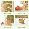 4 in 1 Rabbit Hay Feeder with Litter Box Small Animals Hay Rack with Water Bottle and 2 Bowls Wooden Bunny Hay Holder Feeder To