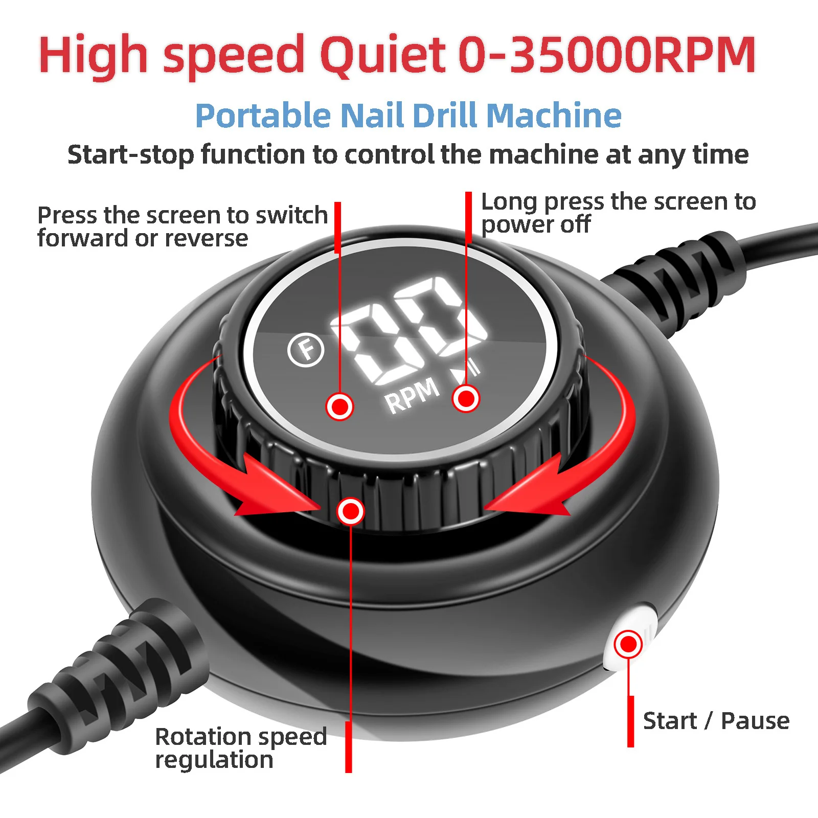 35000RPM Manicure Machine Electric Nail Drill Portable Nail Lathe Electric Manicure Cutter Set Nail Gel Polisher Salon Equipment 2