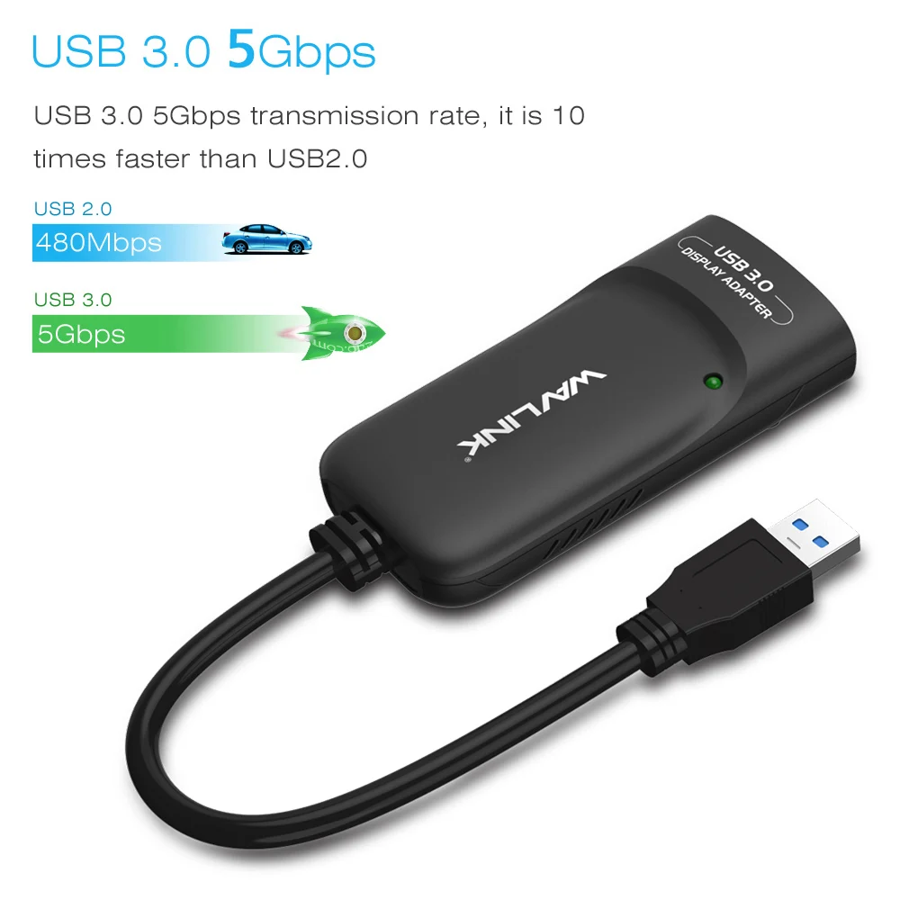 

USB 3,0-HDMI-совместимый видеографический адаптер внешняя видеокарта аудио для нескольких мониторов до 2K Поддержка Windows Mac