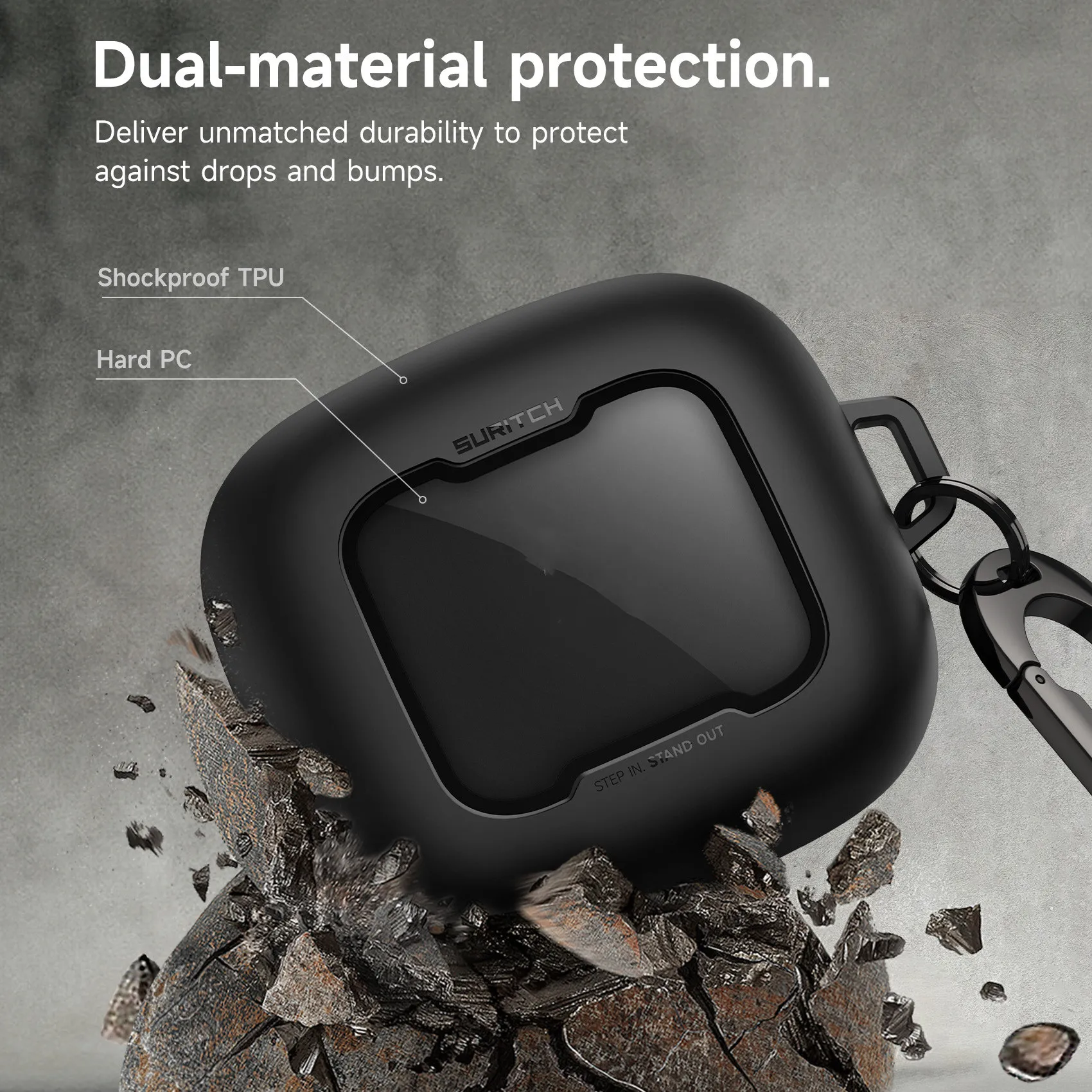 Magnetic Locking Shockproof Protective Case with Carabiner & Keyring