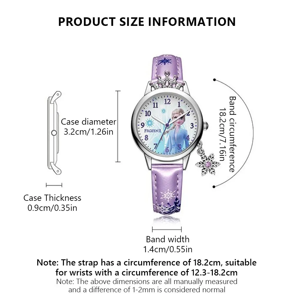 Disney Watch Frozen Elsa Quartz Watches Cute Girl Waterproof Electronic Pointer Watch With Pendant Anime Student Gift