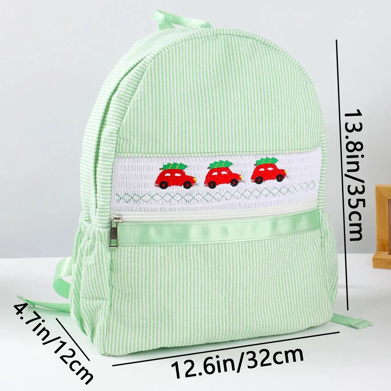 Car Embroidery Red Stripe Smocked Toddler Backpack for School Boy Large Capacity Kids Shoulder Bag Student School Backpack 6