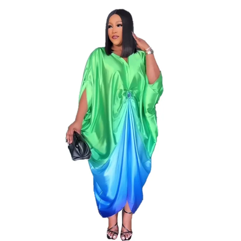 

Elegant African Dresses for Women Muslim Fashion Satin Boubou Dashiki Ankara Print Outfit Gown Dubai Kaftan Abaya Robe Marocaine