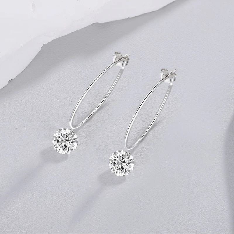S925 Silver 2ct Moissanite Drop Earrings Engagement Wedding Luxury Gifts