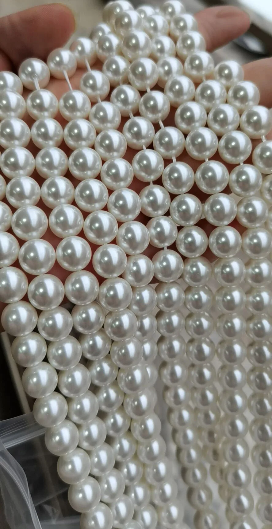 Weiße hochwertige runde Muschelperlen, Imitationsperle, eleganter Luxus-Schmuck, DIY-Halskette, Armband, Zubehör, Geschenk, 38 cm – Detail 8