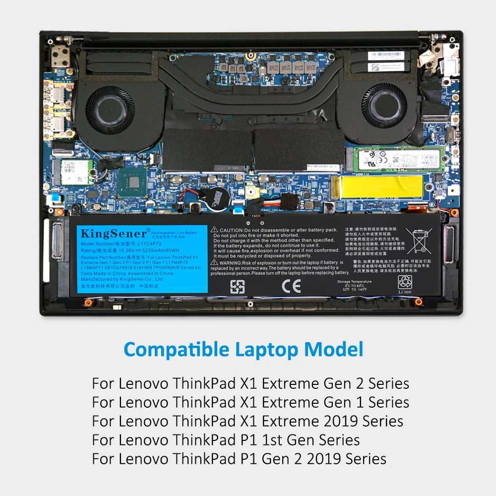Kingsener-bateria do Portátil para Lenovo Thinkpad x1 Extreme Gen Thinkpad p1 1st 2nd Gen L17c4p72 L17m4p72 L17m4p72 01ay968 - Imagem 6