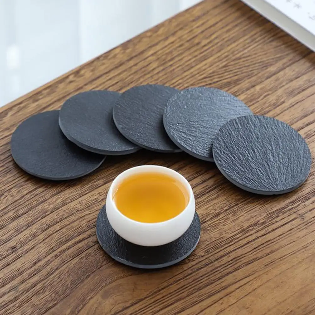 Table Coaster Natural Rock Tea Coaster Drinking Cup Pad Mat Japanese Style Natural Edge Stone Drink Coaster Slate Stone Coaster