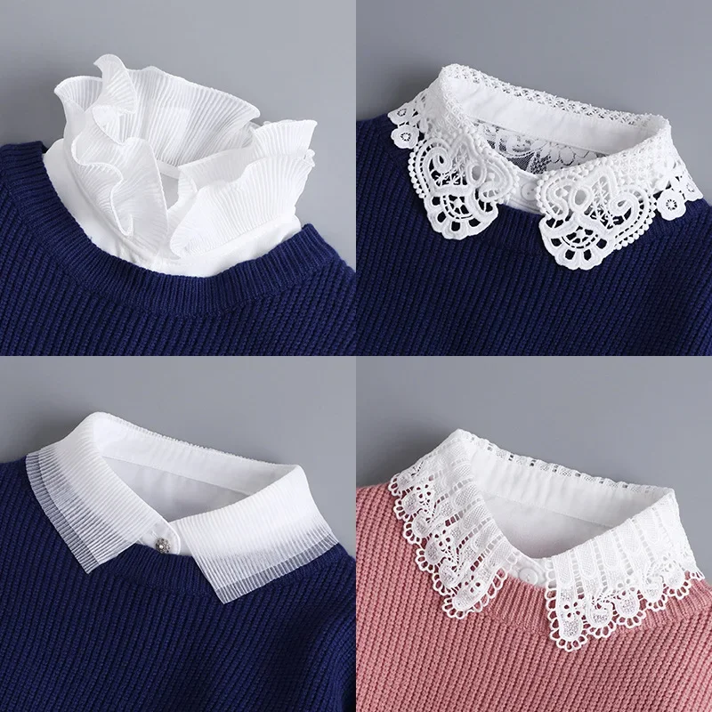 Men shirts fake collar Hollow Lace Doll Fake Collar Blouse Sweater Detachable Shirt Collar False Lapel Women Half Shirt Top Collars Decor