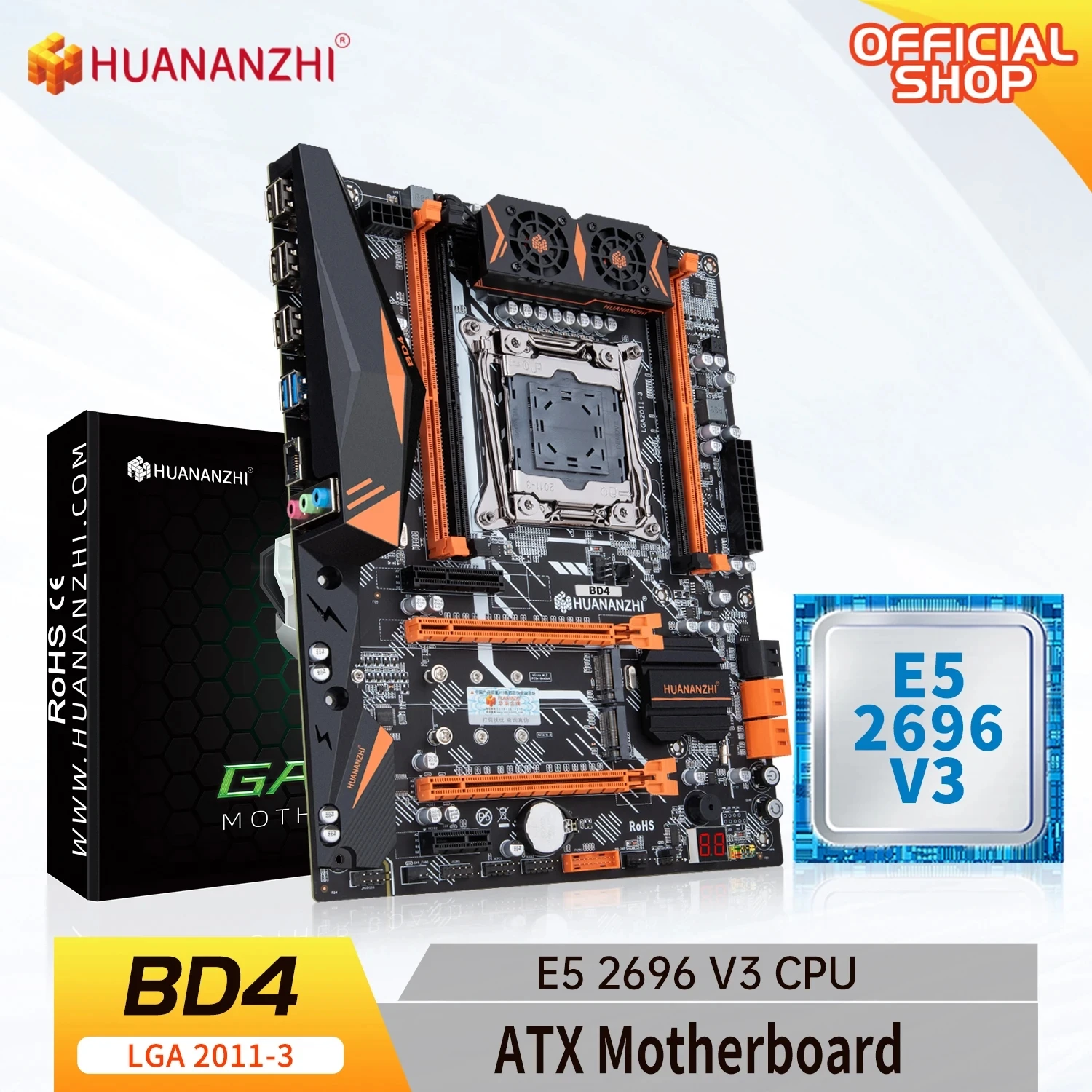 

HUANANZHI X99 BD4 LGA 2011-3 XEON X99 материнская плата с Intel E5 2696 v3 LGA2011-3 DDR4 RECC без памяти комбинированный комплект NVME NGFF