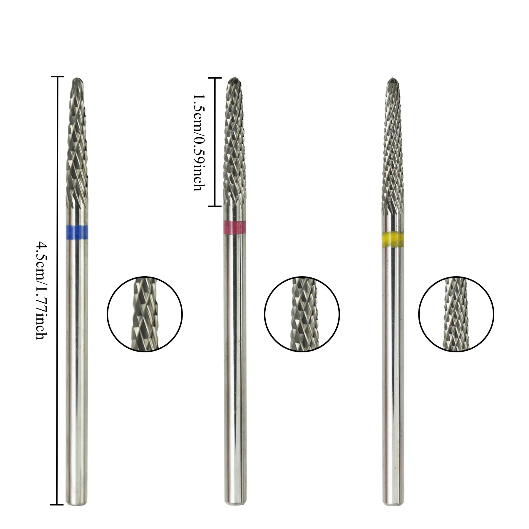 고품질 세라믹 네일 드릴 비트 1개 3/32'' (2.35mm) 매니큐어 페디큐어 큐티클 젤 네일 폴리싱용 네일 파일 드릴 비트
