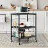 Microwave oven rack, 3-layer kitchen cart with small pastry rack stored on wheels and 10 hooks, coffee bar cart 1