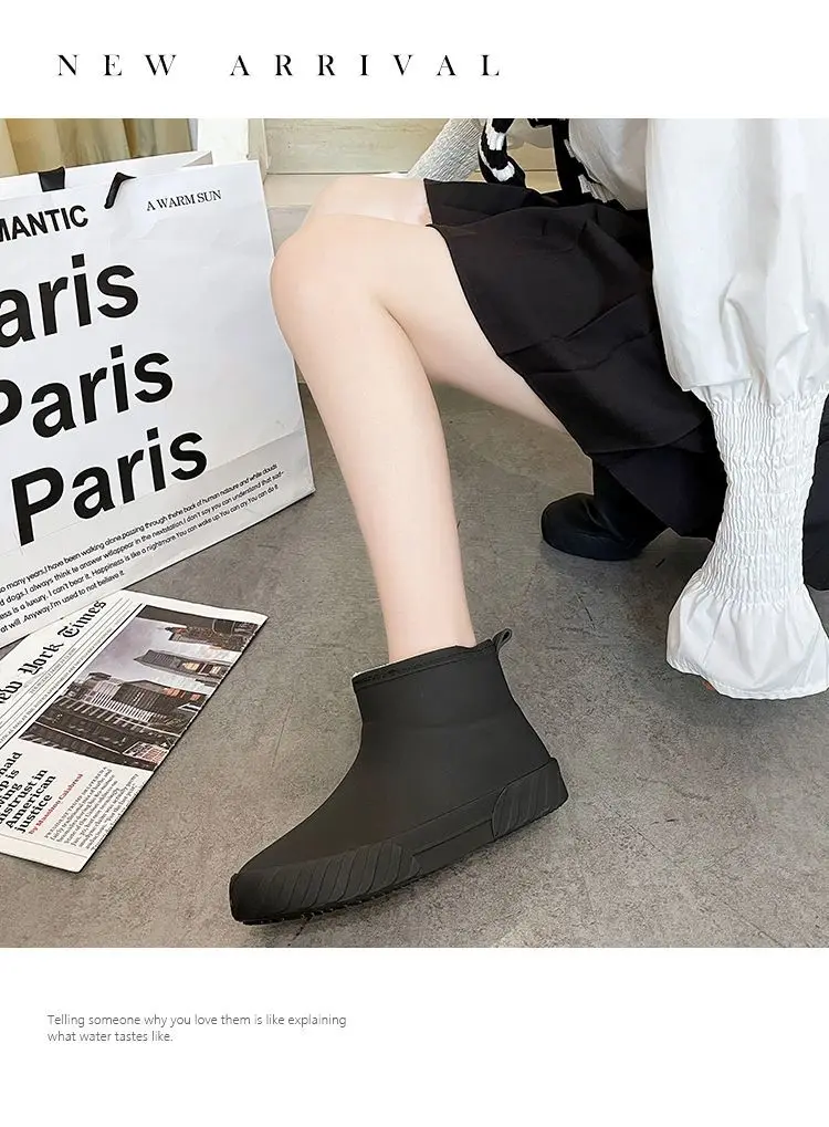 Damen-Knöchel-Regenstiefel, rutschfeste, kurze Gummistiefel, wasserdichte Wasserschuhe für Erwachsene, verschleißfeste Schuhe – Detail 18