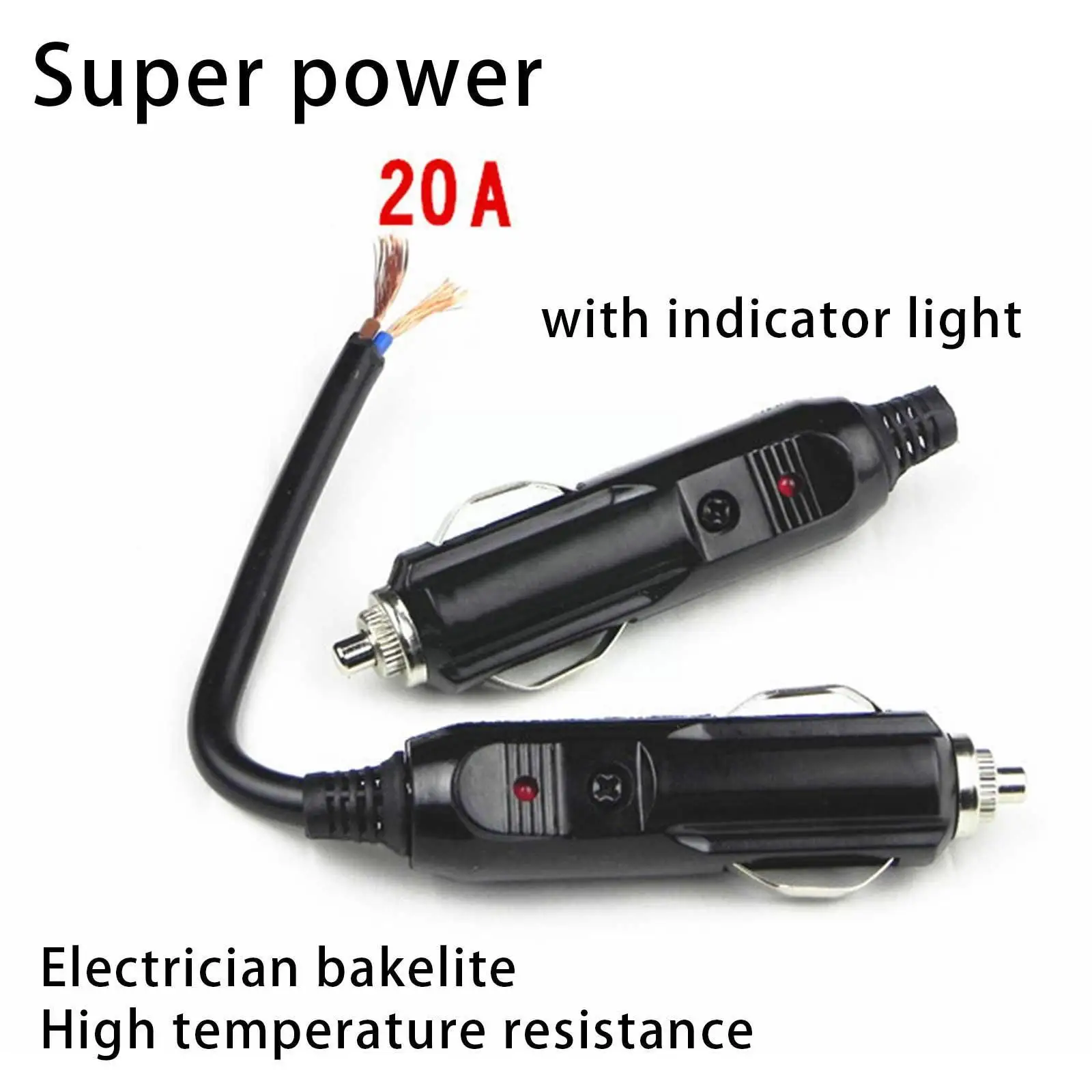 

1PC 12V 24V Auto 20A Male Car Cigarette Lighter LED Socket Plug Connector Adapter For Car/Van Vehicle Motor Car Accessories L4H2