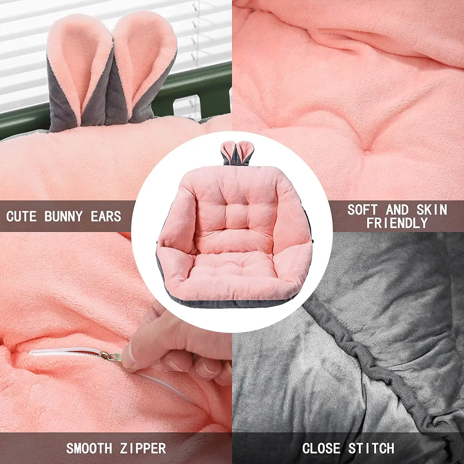 Cute Rabbit Ear Comfort Semi-enclosed One Seat Cushion For Office