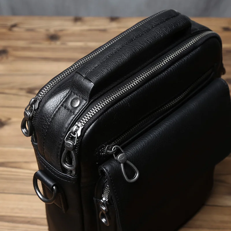 NZPJ  Leather Men Shoulder Bag Natural Cowhide Casual Crossbody Bag Business  Fashion Small Backpack Suitable For 10-inch IPad