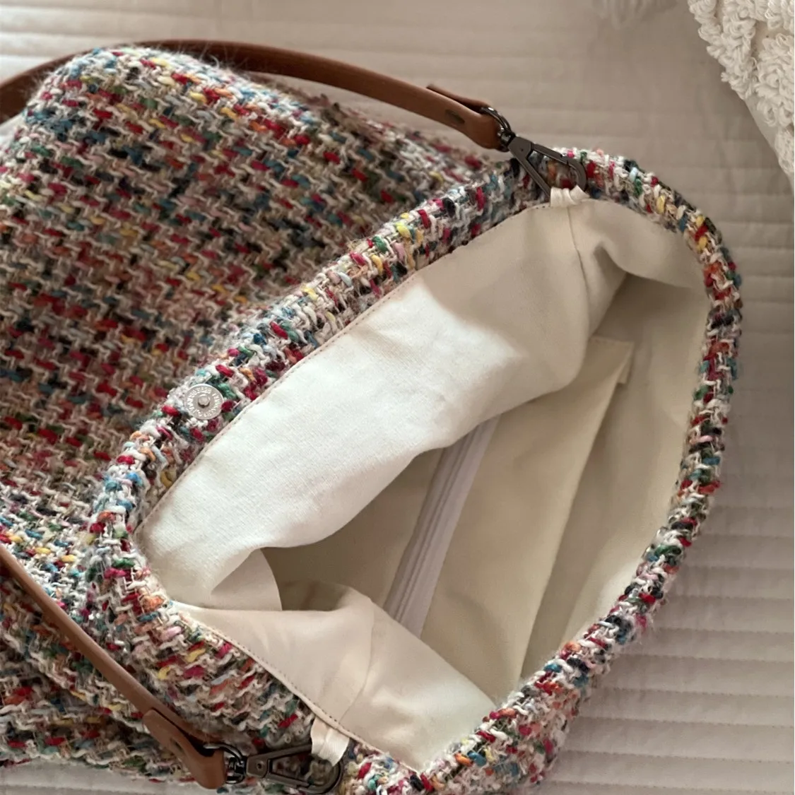 Wool Knitted Shoulder Shopping Bag for Women Vintage Cotton Cloth Girls Tote Shopper Bag Large Female Handbag Crochet Bag