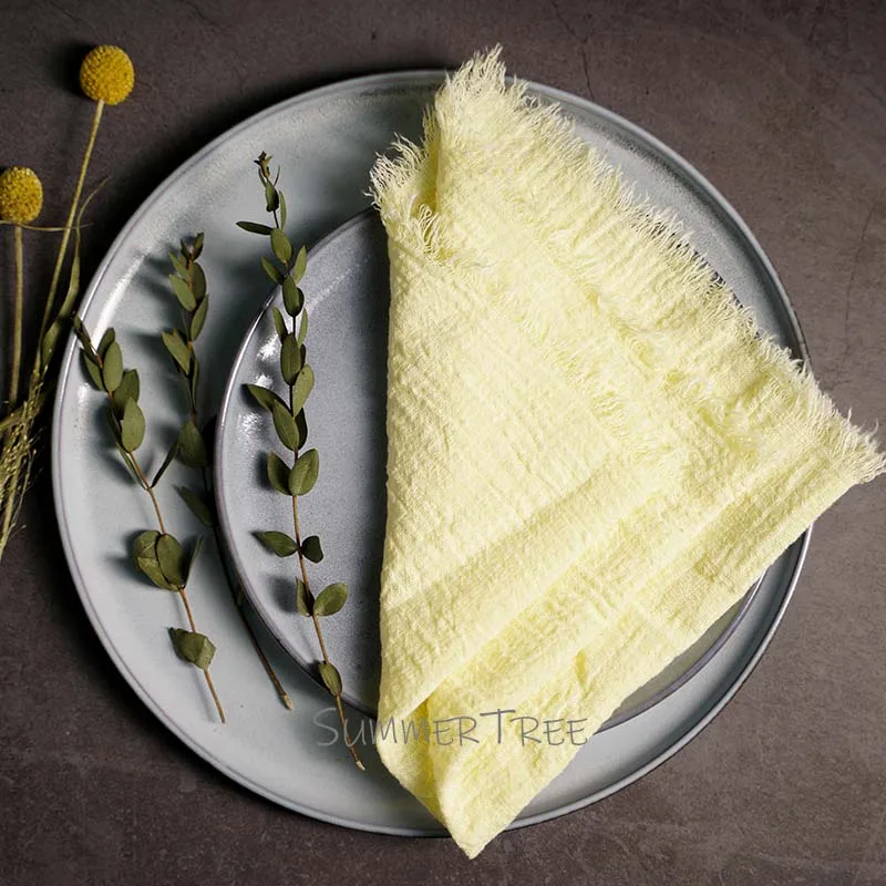 Rustic Cotton Gauze Napkins - Vintage-Style Tea Towels for Elegant Table Decoration