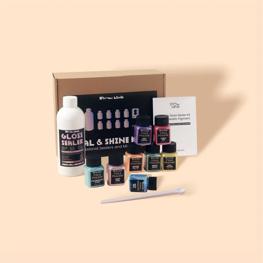 Non Toxic Glitter Colorable Acrylic Gloss Sealer Varnish With Mica Powder Kit