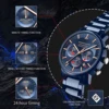 2024 New Multi functional Watch Hannah Martin Brand 46mm Blue Silver Stainless Steel Leisure Quartz Timing Watch Freee Shipping 3