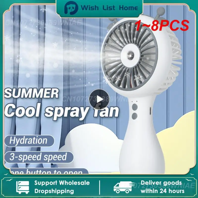 

1~8PCS Mini Portable Electric Fan 3 Speed Humidifying Spray Water Misting Fan Summer USB Air conditioner Cooling Handheld Fan