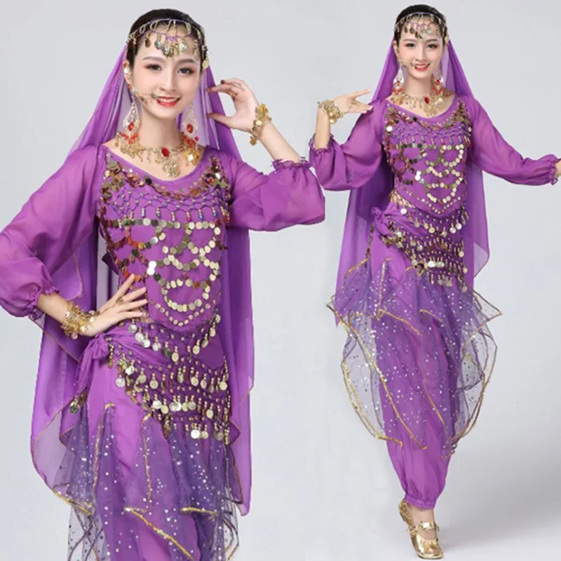 

4pcs/Set Women Belly Dancing Costumes Oriental Egypt Belly Dance Costume Bollywood Costumes Indian Belly Dance Stage Clothing