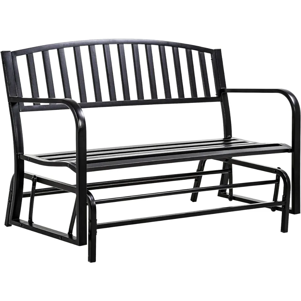 Metal Outdoor Glider Bench Waterproof Patio Glider Bench for Garden Porch Balcony Backyard Lawn Freight Free Furniture Benches patio outdoor table deck outside porch furniture balcony home decor dark gray 17 7x17 7x18 3 poly rattan