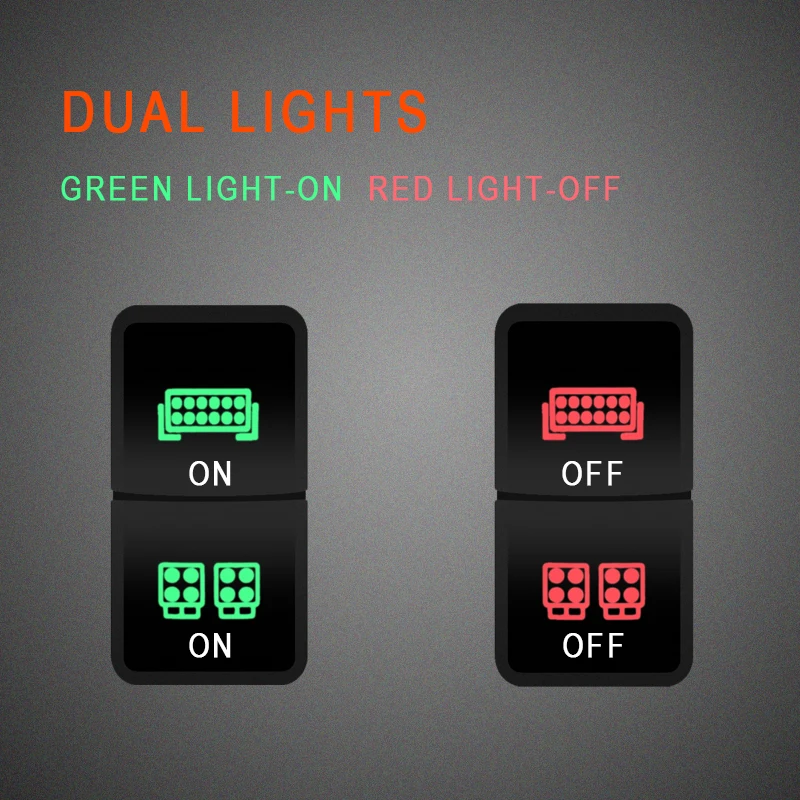 Push Switch LED LIGHT BAR 807NG Fits Toyota Hilux, Kluger, FJ Cruiser, Prado 120, HiAce, Landcruiser Etc. Dual LED In Light Green - AIR ON BOARD (AOB - Foto 6