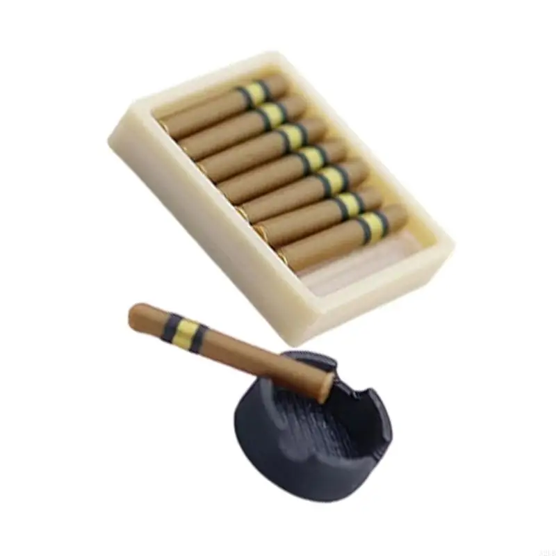 Miniatur-Aschenbecher-Set für Puppenhaus-Dekoration, Szene-Display, Requisiten für Erwachsene und Kinder, Sammlerstück, A2UB – Detail 7