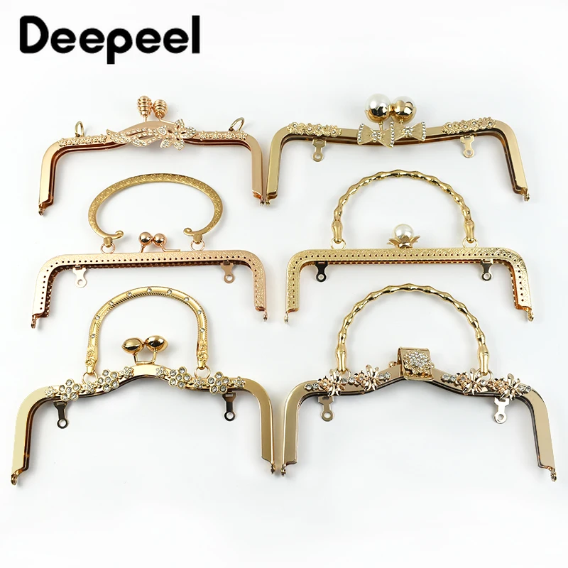1Pc Deepeel Retro Platz Geprägte Tasche Griffe Metall Handgemachte Nähen Klammern Kuss Verschluss Handtasche Geldbörse Rahmen Griff Zubehör
