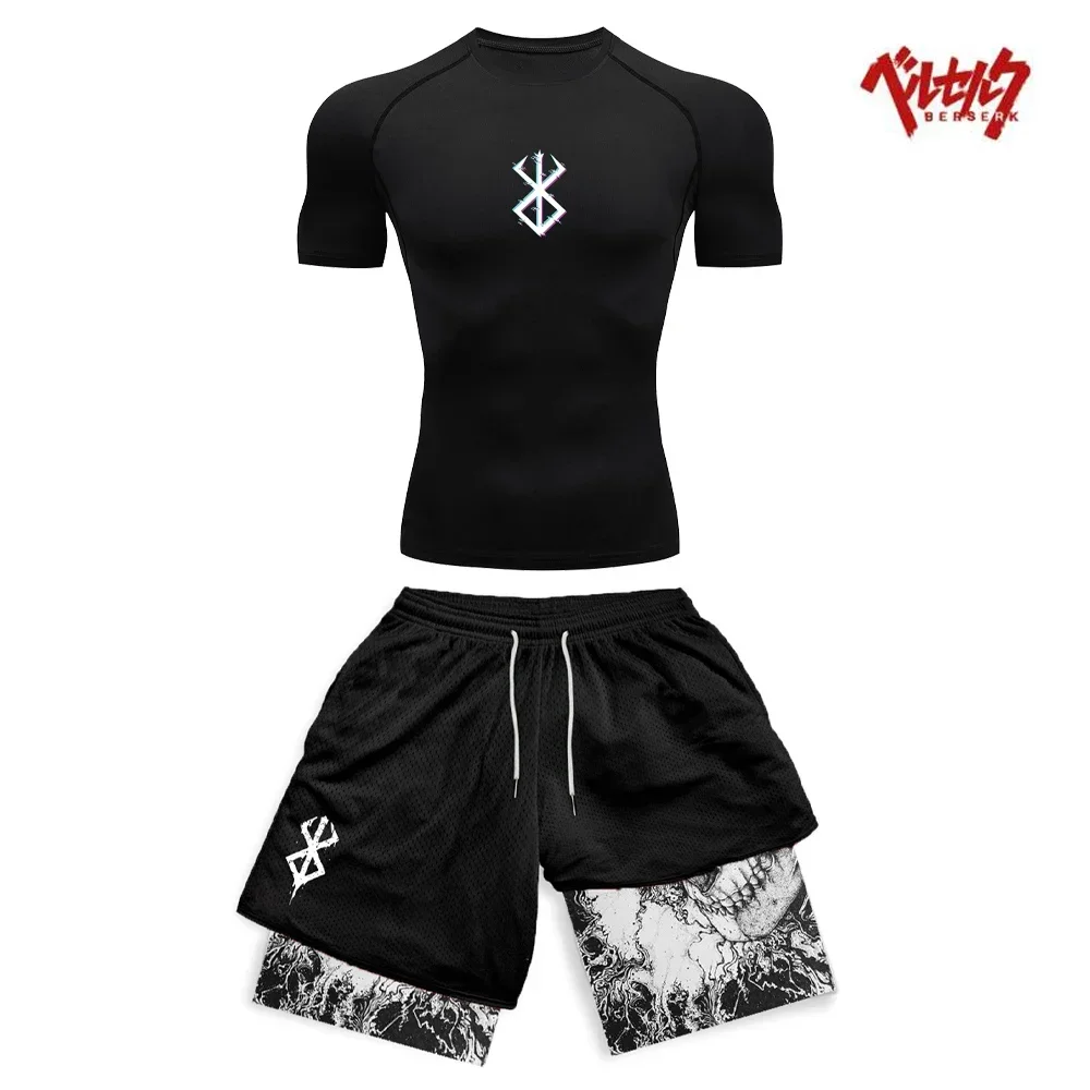 Sports Suit Tracksuit Set Sports Set Outdoor Suit Set Shirt Set Sweater Set Kaftan Outfit Set Hawaiian Shirt and Shorts Set Shirt and Shorts Set Anime Berserk Compression Set Fitness Suit for Men Quick Dry Compression Shirt + Gym Shorts Running Workout Summer Sportswear