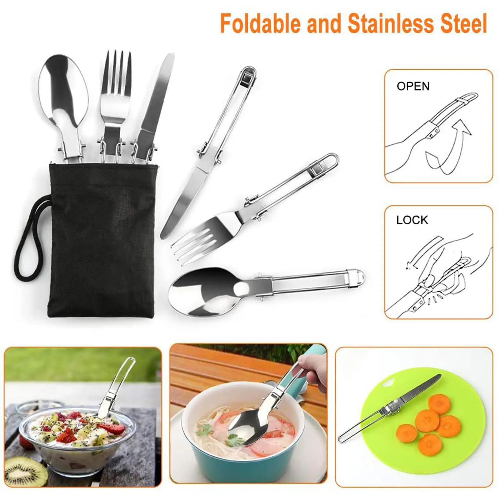 Backpacking Cooking Set Foldable Camping Cookware Kit Cup Knives Fork Spoon Nonstick Utensils For Outdoor Kitchen Hiking Travel