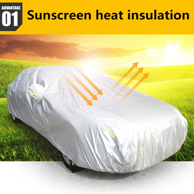 JIUWAN العالمي SUV سيارة يغطي الشمس الغبار UV حماية في الهواء الطلق السيارات يغطي كامل مظلة الفضة شريط عاكس لسيارات الدفع الرباعي سيدان-2