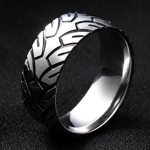 MOREDEAR 8MM Titanium Rings for Men and Women Birthday Gift triangular pattern discredit Ring 