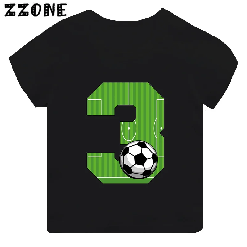 Football Number Bow Print Funny Boys Clothes 1 2 3 4 5 6 7 8 9 Years Birthday Soccer Cartoon Kids T shirt Baby Girls T-Shirts 3