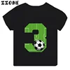 Football Number Bow Print Funny Boys Clothes 1 2 3 4 5 6 7 8 9 Years Birthday Soccer Cartoon Kids T shirt Baby Girls T-Shirts 3