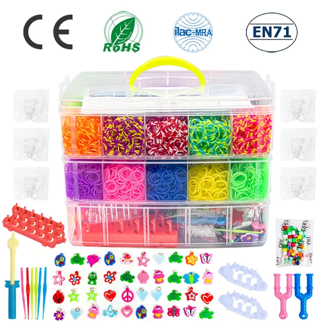 14000+ Rainbow Rubber Bands Twist Loom Set: 13,000 Rubber Loom Bands Kits  38 Unique Colors, 500 Clips, 150+ Beads, 100 ABC Beads to Bracelet Maker  Making Kit for Kids, 40 Charms, 12 Backpack Hooks : Amazon.in: Toys & Games