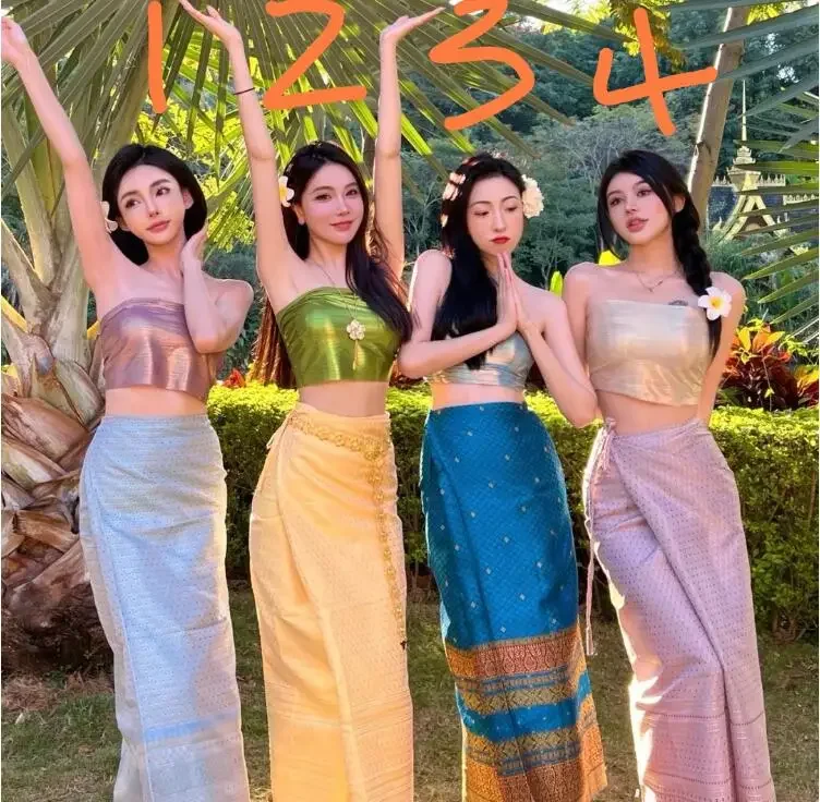 

Dai Festival Costume Stage Photography Xishuangbanna Thailand Suit Tops Skirt Women