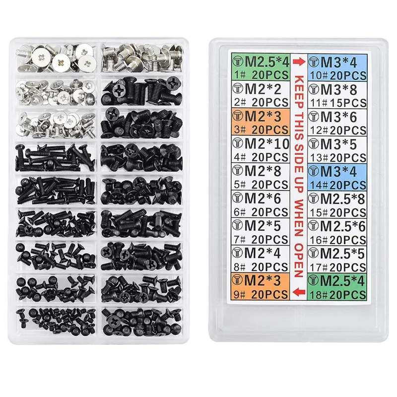 355Pcs PC Screws Assorted Set M2 M3 M2.5 Computer Screws HDD M.2 SSD For Universal Laptop PC Computer Repair
