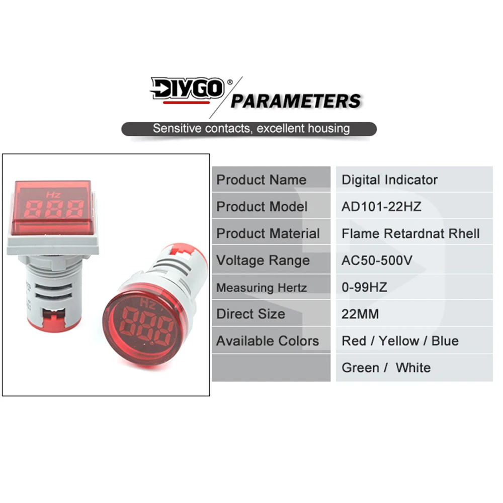 Digital Display Electricity Frequency Meter with 0-99 Hz Range