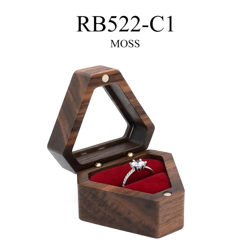 Boîte à Bagues En Bois, Boîte Ronde Pour Bague De Fiançailles, Support De Bague élégant, Boîte De Rangement Rétro Pour Bijoux Pour Cérémonie De Mariage