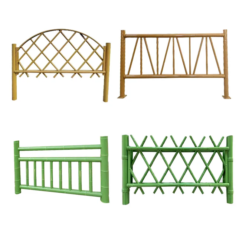 Stainless steel imitation bamboo fence new rural outdoor isolation fence garden garden wood grain transfer printing simulation b