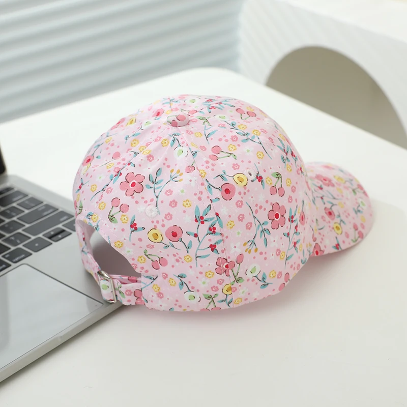 Baby Girls Cotton Baseball 2025 Summer School Cartoon Flowers Children Outdoor Kids Caps for 2-8Years Adjustable Sports Hats
