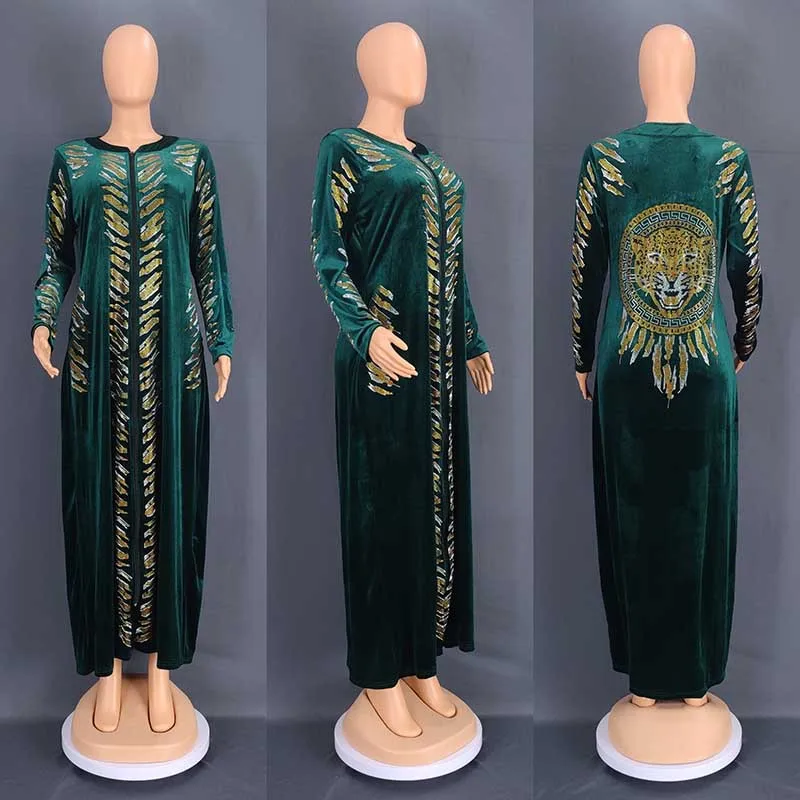 African Party Dresses Woman Eleagnt Muslim Abaya Dubai Luxury Spring Dashiki Wedding Diamond Sleeve Bodycon Dress Occasions 2024