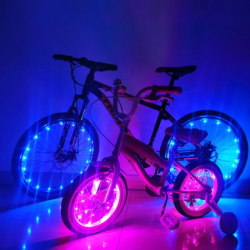 

2023 NEW Colorful Rainproof LED Bicycle Wheel Lights Front and Rear Spoke Lights Cycling Decoration Tire Strip Light Accessories