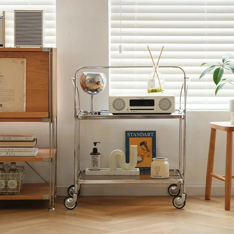 

Middle Ancient Trolley Nordic Light Luxury Folding Racks Living Room Movable Dining Pushcart