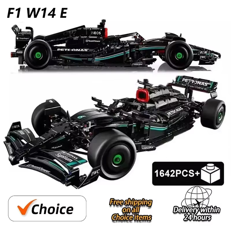 Technical F1 42171 1:8 1642PCS W14 E Merchandise Building Blocks Super Race Set Assembly Model Vehicle Toys Bricks for Boy Gifts